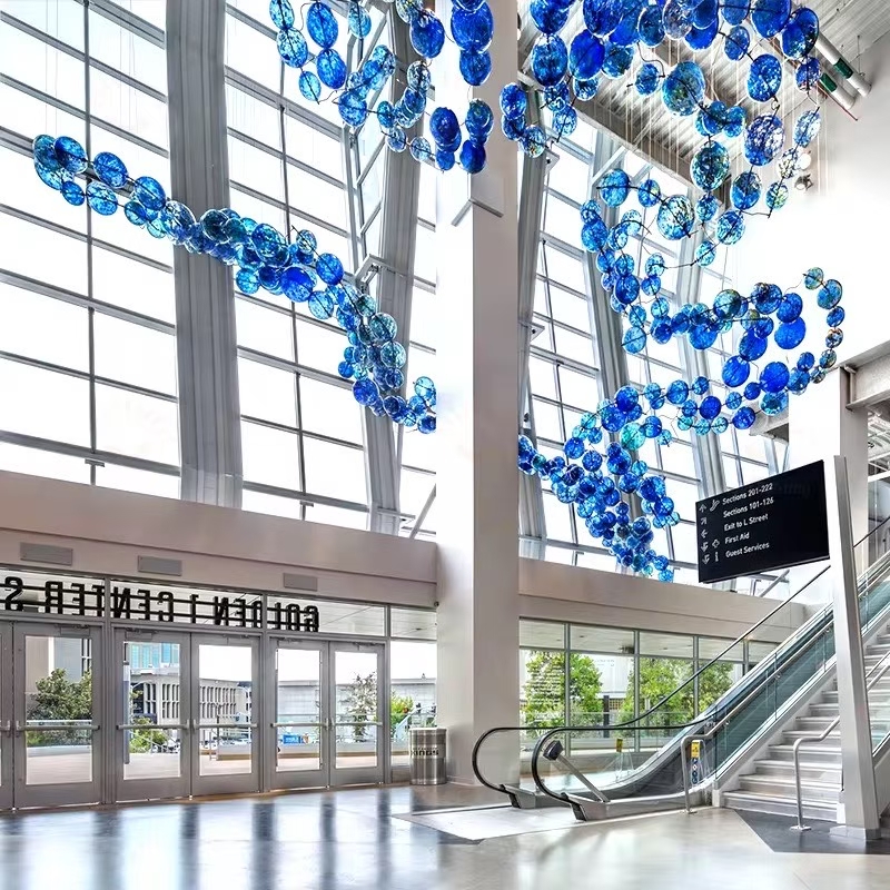 Custom Blue Glass Ball Chandeliers for Modern Spaces | AndyLighting​